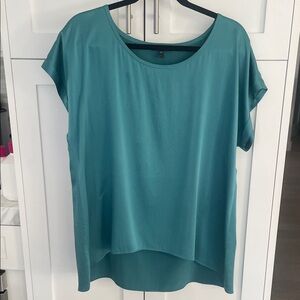 Eileen Fisher Teal Short Sleeve Silk Blouse